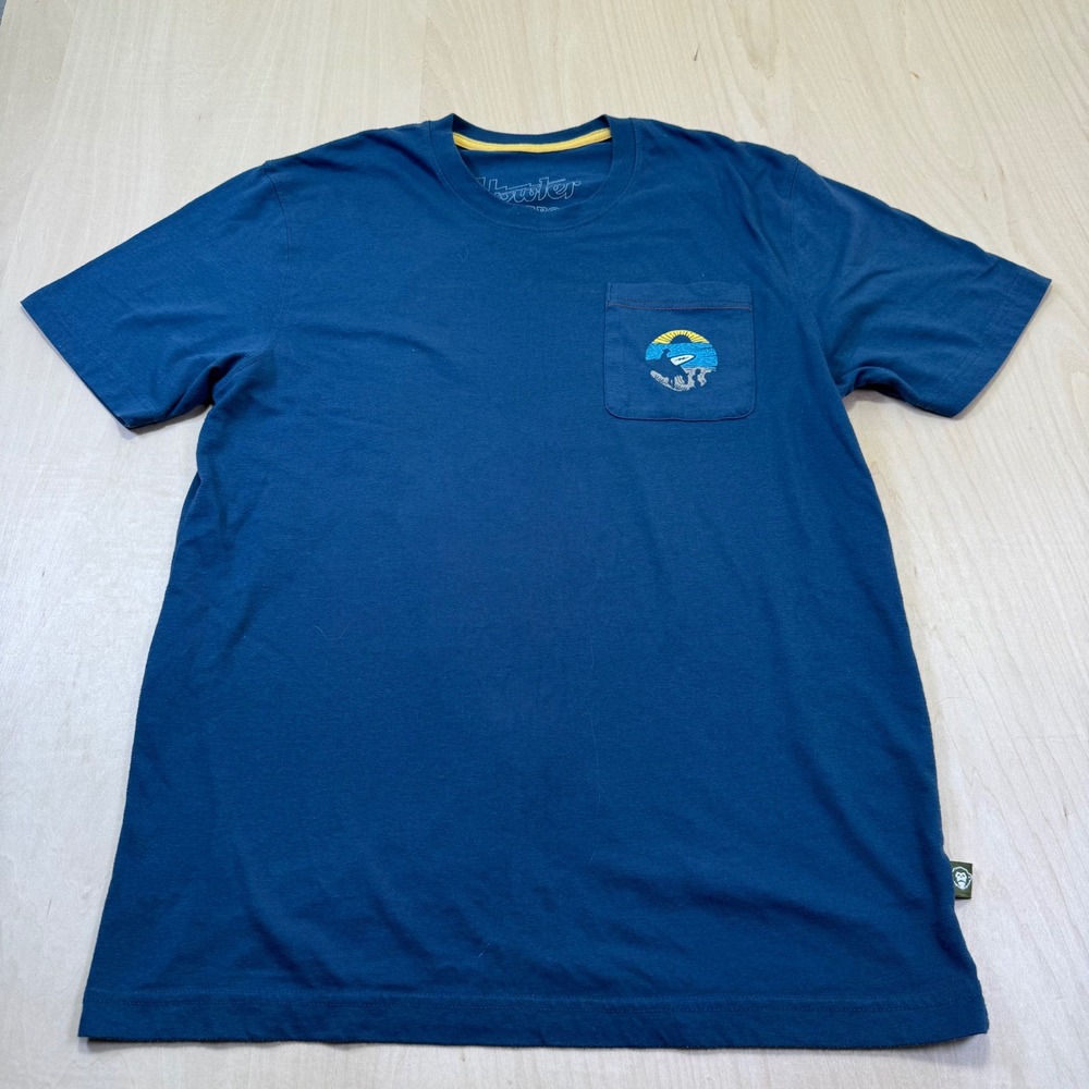 Howler Brothers Men's Short Sleeve Graphic T-Shirt Blue Pocket Tee Size M